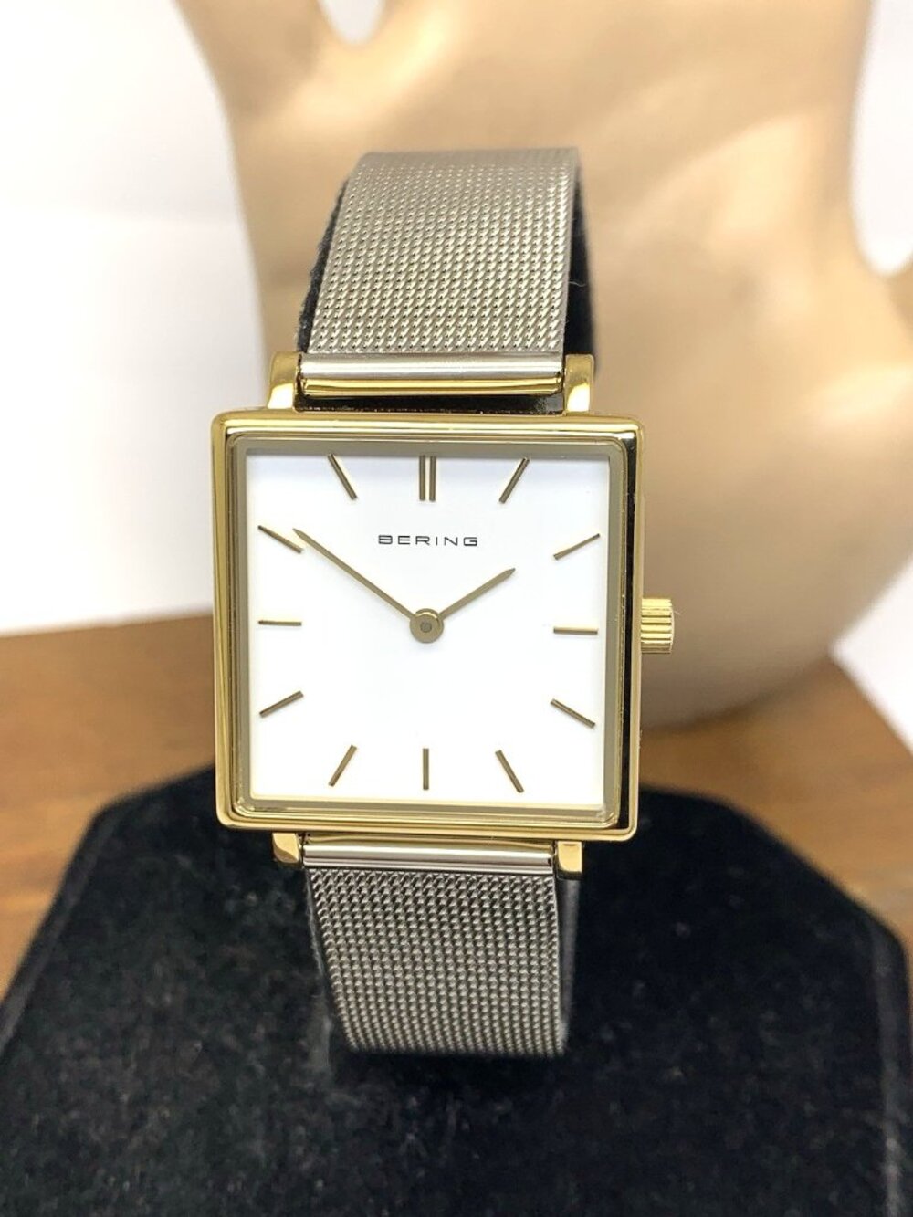 Bering Women's Watch 18226-010 Quartz White Dial Two Tone Steel Mesh Tank 26mm